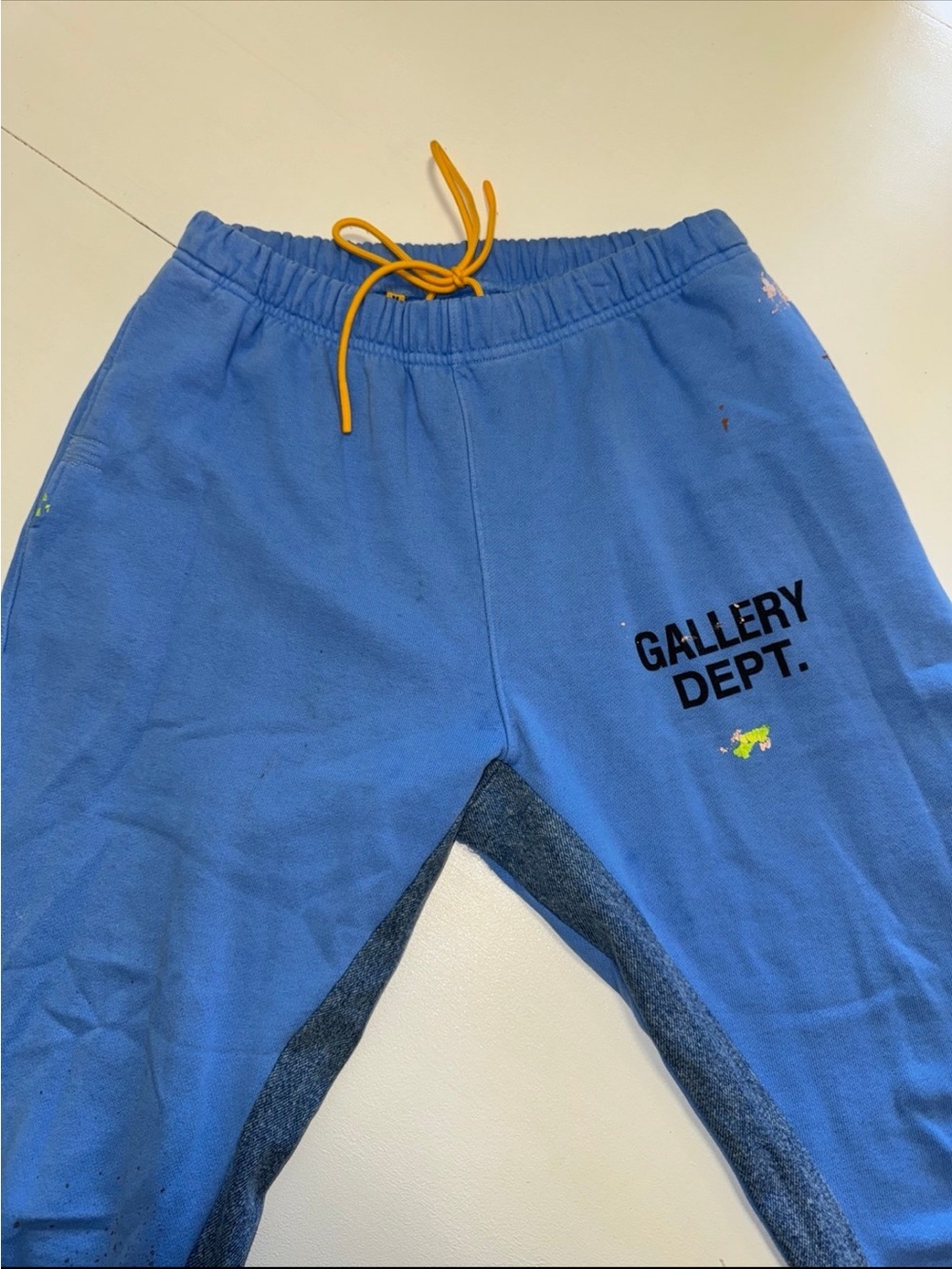 Gallery Dept Blue Sweatpants with Yellow Drawstring